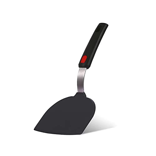 Silicone Fish Spatula Turner Half-Round Dense Spatulas Omelette Pancake Spatulas for Nonstick Cookware Egg 600°F Heat-Resistant - color: Half-Round Gray-Black