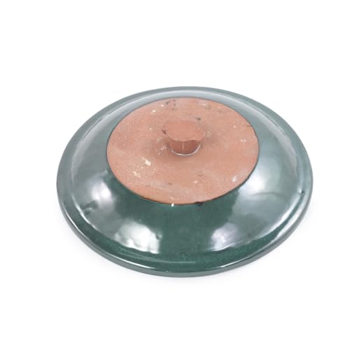 Ceramic Pedestal Bird Bath for Outside, 15 x 12 Inch, Green | Glazed Finish, Easy Twist-to-Lock Assembly - color: Green
