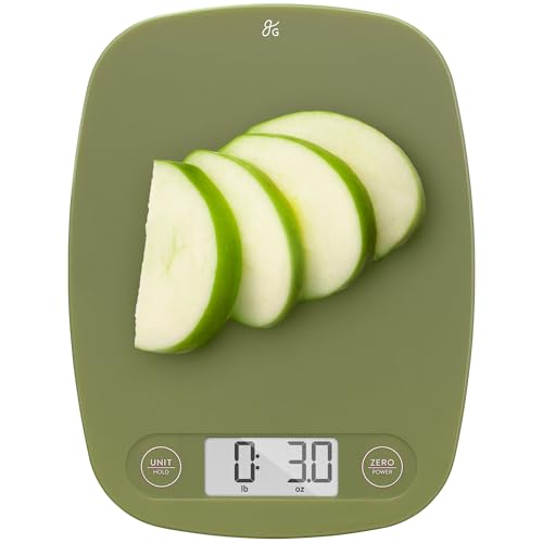 Greater Goods Food Scale, Slim & Compact Build, 1g Precision (Moss Green) | Digital Kitchen Scale for Cooking, Meal Prep & Portion Control, Tare, Auto Shut-Off, g/oz/lb/ml Conversion & Calorie Tracking - color: Moss Green