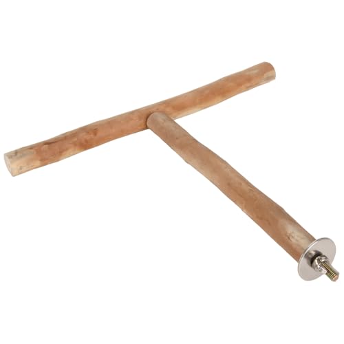 Asixxsix Wood Bird Perch, T Shaped Birdcage Stand Wooden Parrot Perch Stand Perch for Bird Cage Grinding Bird Perch Branches, T Perch Bird Accessory, Easy to Install