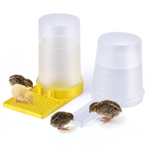 2 Pack Quail Water Feeder, Anti Drowning Design, 400ml | Ideal for Button Quail, Quails, Baby Chicks, Ducks, and Baby Birds - size: 2pack 400ml, style: 2pack Quail Water Feeder