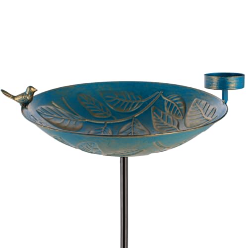 Stargarden Bird Bath, Garden Bird Baths Metal Birdfeeder | 46"Height Leaves Pattern Outdoor Bird Bath with Stake, Hummingbird Bird Bath for Outside, Porch Decor