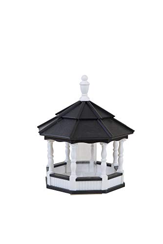 Amish Handcrafted Poly Spindle Outdoor Bird Feeder – 20”W x 24”H Post Mount for Backyard Bird Watching, Easy Refill Roof Knob, Octagon Design with 8 Spindles, Hand-Made in Lancaster PA