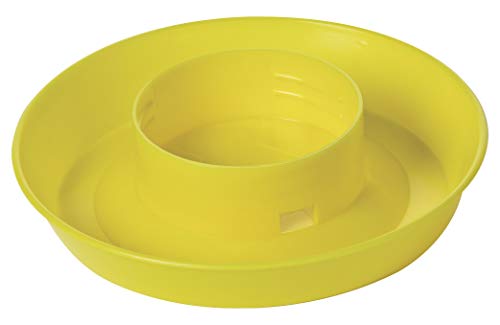 Little Giant® Screw-On Poultry Waterer Base | Heavy Duty Plastic Water Tray for Container | Chicken Waterer Screw on Base | 1 Quart (Yellow, Pack of 1) - size: 6 IN