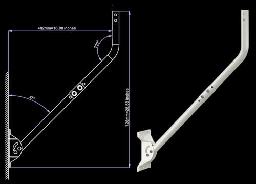 Universal Adjustable Mounting Pole, Steel J-Mount for Attic Outdoor Roof Wall Installation, Weatherproof Mast Pole, Mounting Bracket and Hardware Included (Diameter 1 1/4", Length 33 1/4", White) - size: 33.25"