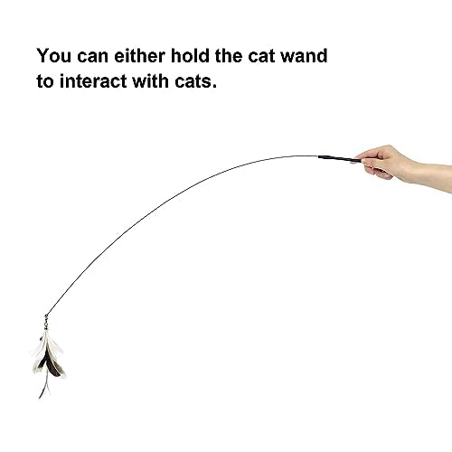 Cat Feather Wand Toy with Suction Cup, 2 in 1 Hands Free & Handheld Interactive Cat Teaser, Long Flexible Steel Wire Stick, 3 Replaceable Feather Bird Attachments with Bells for Indoor Kittens & Cats. - color: Classic Suction Toys (3 Refills）