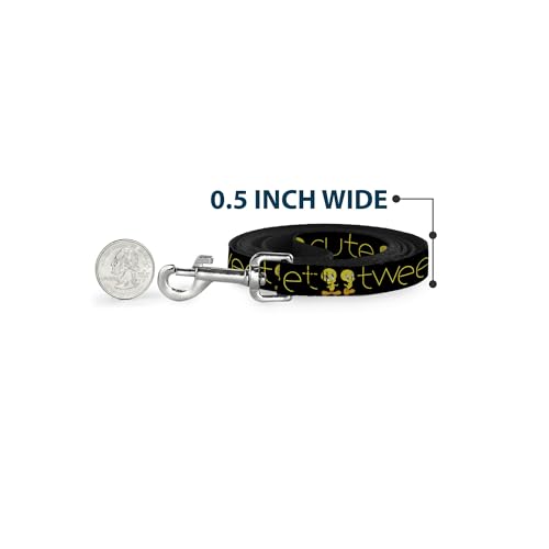Buckle-Down Pet Leash - Tweety Bird Poses CUTE AND SWEET Black/Yellow - 4 Feet Long - 1" Wide | Tweety Bird Poses Cute And Sweet Black Yellow Durable Stylish For Walks - size: 4 Feet Long - 1" Wide
