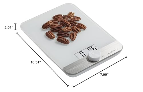 KitchenAid KQ908 Glass Surface 11 Pound Capacity Digital Kitchen and Food Scale, White (Pack of 4) - color: White, size: 11 lb (Pack of 4)