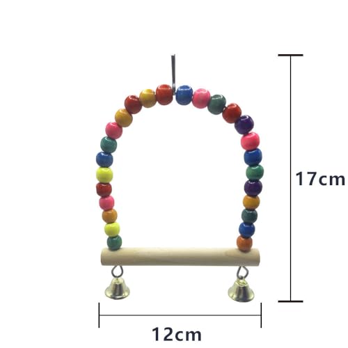 Bird Perch Swing Toy, Bird Stand Toys for Parrots with 360° Spin Function, Hanging Parakeet Birds Cage Accessories Toys, Wooden Birds Activity Gym for Cockatiel Lovebird Budgies