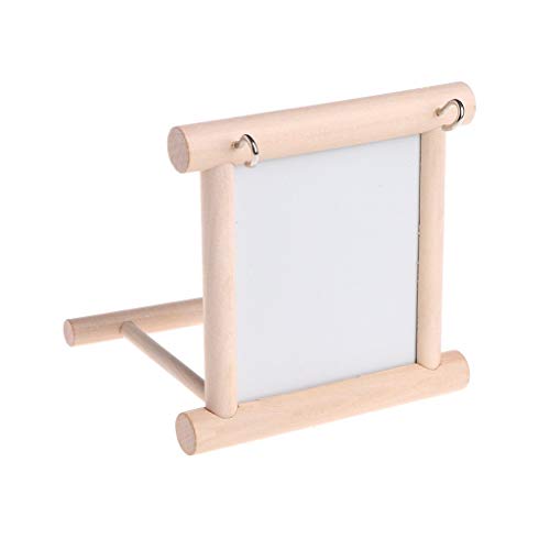 Litewoo Bird Mirror with Perch Parrot Swing Interactive Play Toys, 1 PC | Natural wood, with perch, 3.94"x3.94"x3.94", reduces loneliness, easy hang on cages, for small bird/parakeet/conure/lovebird - color: Bird Mirror Perch Stand-ONE