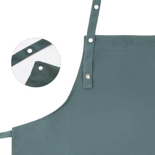 Tosewever Art Aprons for Women Painting Pottery Baking, Mens Buckle Straps Kitchen Apron with Pockets for Chef Cooking - color: Muted Green