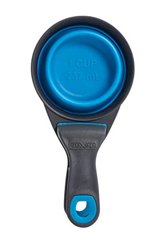 Dexas Popware for Pets Collapsible Klip Scoop, 3-in-1 Pet Food Scoop, Measuring Cup and Bag Clip, 1 Cup Capacity, Pro Blue - color: Pro Blue, size: 1 Cup Capacity
