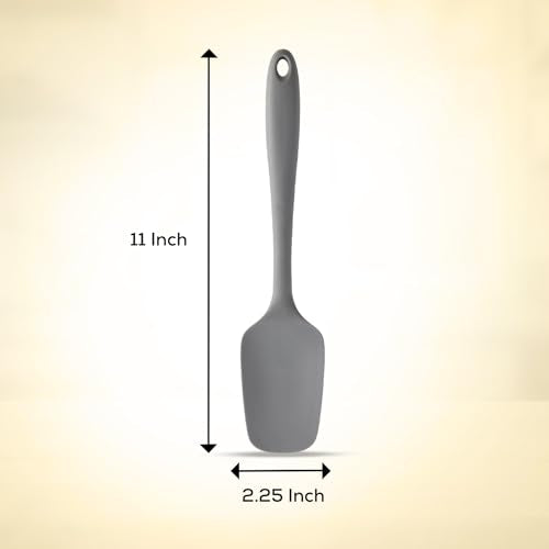 Mrs. Anderson’s Baking Silicone Spoon-Shaped Spatula, Flexible And Nonstick, One-Piece Design, Gray, For Mixing, Folding, Scraping, Baking, And Cooking - color: Gray, size: 11-Inch, Spoon-Shaped