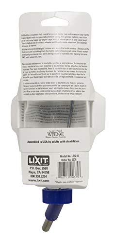 Lixit Glass Water Bottles for Small Animals and Birds (16oz), Clear (COMINHKR016337) - size: 16oz
