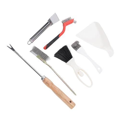 Asixxsix Bird Cage Cleaning Tools Set, 6PCS Stainless Steel Brush Poop Remover Scraper Tool with Gloves for Small Animal Cage, Kitchen BBQ Cleaning