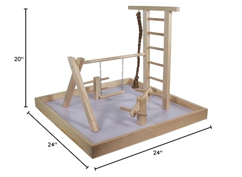 Penn-Plax Bird Life Wooden Playpen – Perfect for Conures, Ring Necks, Quakers, Amazons, and African Greys – Extra-Extra Large Size (Natural Brown) - color: Natural, size: Extra-Extra Large