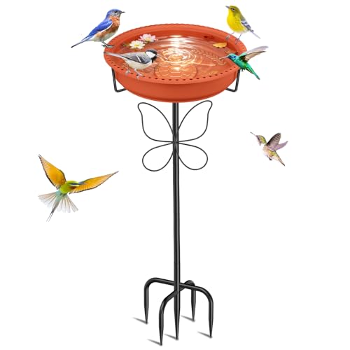 Bird Bath for Outside with Removable Bowl Metal Base, 37In Freestanding Rust-Proof Birdbaths & Birdfeeder, Bird Baths Feeder Bowl for Outdoors Garden Patio Yard Lawn Decor (Brown) - color: Brown