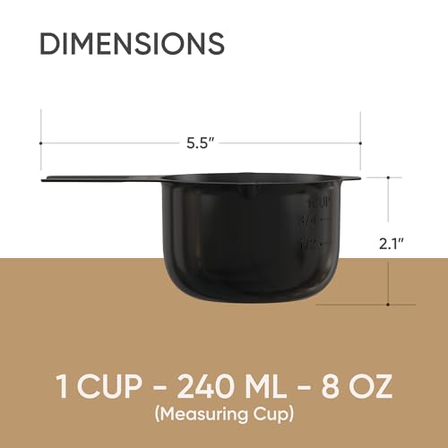 Color Up 1 Cup Measuring Cup (240 ml) – Premium Black Stainless Steel, Accurate for Wet & Dry Ingredients, Embossed Markings, Easy-Pour Spouts, Dishwasher-Safe, Kitchen Essential - size: 1 Cup (240 ml) Black