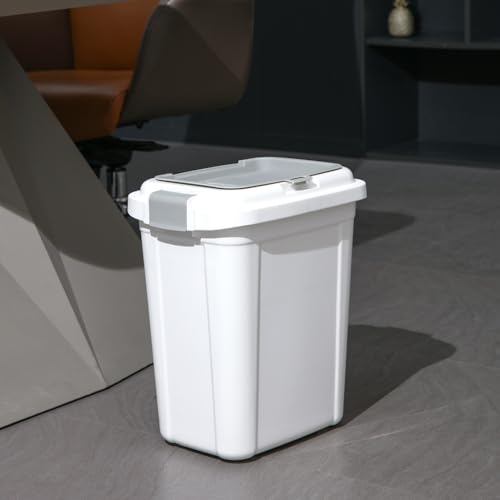 Ashfield & Harkness Airtight Pet Food Storage Container, 23 Qt / 20 Lbs | BPA-free HDPE, slim white/grey design, scoop included, 14.5"x10.5"x17", keeps dry dog & cat food fresh - color: White, size: 20 lbs