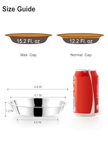 VENTION Stainless Steel Shallow Cat Food Bowl 6.5 Inch, Small Whisker Fatigue Cat Food Dish 15.2 Fl.oz, Replacement Basic Kitten Bowls Bulk for Elevated Stand, Dishwasher Safe (Set of 2) - size: 6 1/2 Inch-Outer Dia.