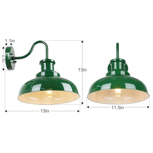 Outdoor Barn Light, Rustic Outdoor Wall Sconce, Farmhouse Exterior Wall Mount Light, Vintage Indoor Wall Lighting Fixture, Industrial Green Lantern Lamp for Porch, Garage, Patio, RZ007 GR+WH - color: Green+White, size: 01RZ007-1 PACK(Not Dusk to Dawn)