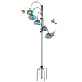 Hummingbird Feeders for Outdoors Set of 5, Hand Blown Glass Hummingbird Feeder with Stand, Decorative Bird Feeder Stand for Garden Yard Outside