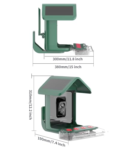 Bird Feeder with Camera Solar Powered: Smart Hummingbird Feeder for Backyard Tree - 2K Live AI Identify Auto Capture Bird Video - WiFi Bird Watching Feeders Gift for Mom Dad - color: deep green