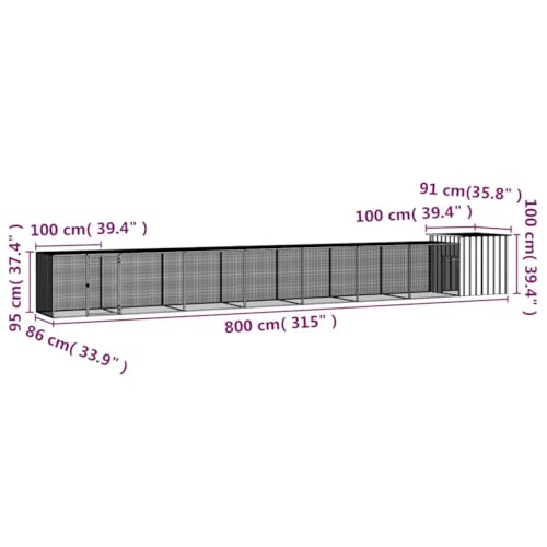Industrial Style Chicken House with Easy Assembly, Large Galvanized Steel Poultry Coop for Multiple Chickens, Outdoor Chicken Cage Anthracite Grey 78.7x35.8x39.4 Inches
