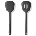 U-Taste Silicone Turner Spatula Set of 2, 13.6" Long/3.7" Wide, Black | 600ºF Heat Resistant Food Grade Silicone Cooking Utensils Set, Wide Large Solid & Slotted Turner Pancake Egg Flipper - color: Classic Black