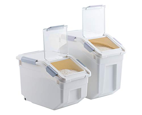 CITY BABY 2 Pack Airtight Flour Storage Container With Scoop,Dry Food, Sugar, Baking Supplies,Rice Container Set -BPA Free- Pet Food Storage Container,Dog Cat Birds Food Bin(13LB)