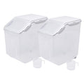 15 Liter / 30 lbs Rice Storage Container with Measuring Cup, BPA free, For Rice | Grain | Pet Food | Flour, 2 counts, Clear