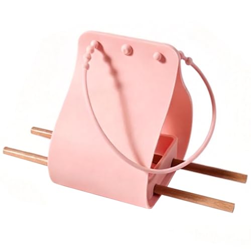 Hanging Bird Feeder with Wooden Perches, No Mess Silicone Feeding, Adjustable Strap for Parrots and Wild Birds, for Garden, Patio, and Balcony Decor (Pink) - color: Pink
