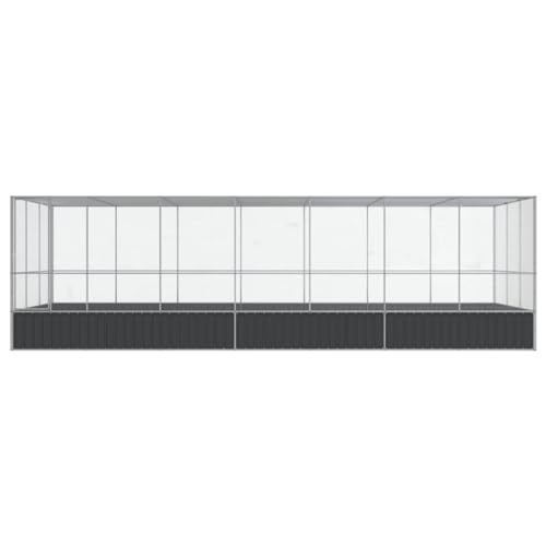 Large Outdoor Bird Aviary with Extension, 285.4" x 120.9" x 83.5" Galvanized Steel Walk-in Bird Cage, Heavy Duty Poultry Pen for Parrots, Chickens, Ducks, Rabbits - color: Silver-F