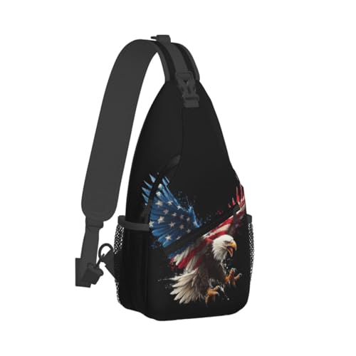 Eagle Sling Bag for Women, Crossbody Bag American Flag Bald Eagle Sling Backpack for Men, Casual Shoulder Bags Lightweight Gym Outdoor Sports Travel Hiking Fishing Daypack - color: Eagle