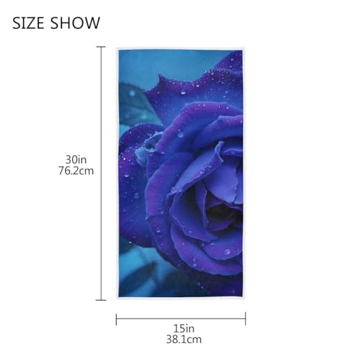 senya Blue Rose Hand Towel Ultra Soft Luxury Towels for Bathroom 30"x15" - color: Blue