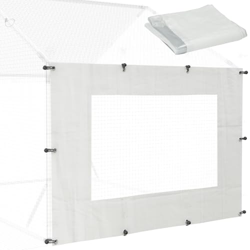 Quictent 6.6x4 FT Chicken Coop Cover Heavy Duty Winter Wrap with Window, Waterproof Chicken Run Tarp, Windproof Insulation Shield, 20 Ball Bungees (Side Panels, 2 Packs)