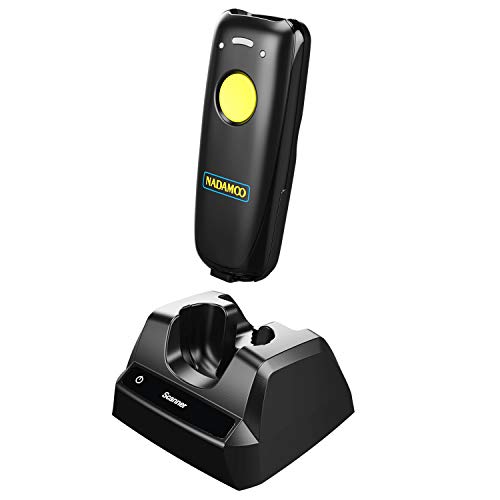 NADAMOO 2D Wireless Barcode Scanner Compatible with Bluetooth, Portable USB 1D 2D QR Code Scanner for Inventory, Bar Code Image Reader for Tablet iPhone iPad Android iOS PC POS, with Charging Dock - color: Yellow
