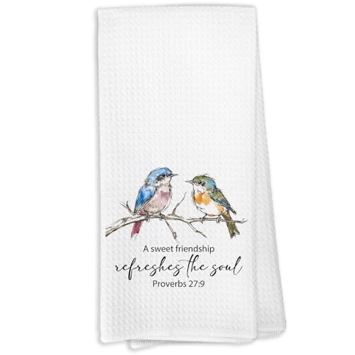 A Sweet Friendship Refreshes The Soul Bird Towels, Christian Friendship Gifts for Women, Bible Verse Bird Decor Dish Towels for Bathroom Bedroom Home - color: Color-1