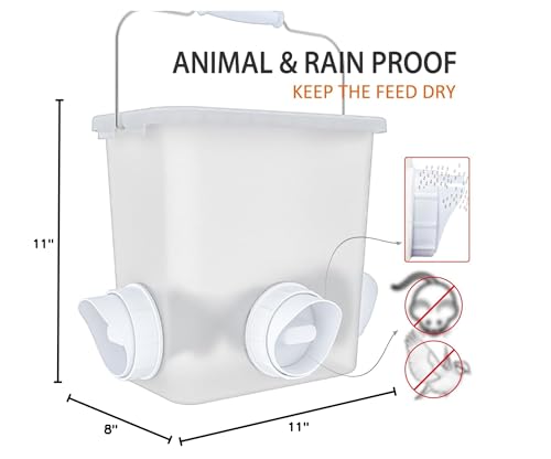 Large Automatic Chicken Feeder and Waterer Set Hanging Chicken Water Feeder Poultry Feed Bucket - color: Frosted
