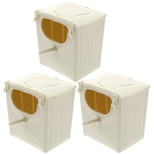 Mipcase 3 Pcs Bird Breeding Box Plastic Bird Nesting Box Hanging Hut for Parrots Finches Cockatiels Garden Yard Porch Home 5.11 X 5.11 X 3.93 in