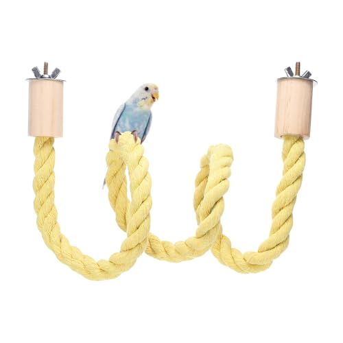 Bird Rope Perch Swing, Stand Rope Perch Standing Pole Accessory Climbing Swing Paw Grinding 34 Inch, (Yellow) Intended for Parrot/Parakeet/Budgies/Cockatiels/Lovebirds - color: Yellow, size: 34 Inch