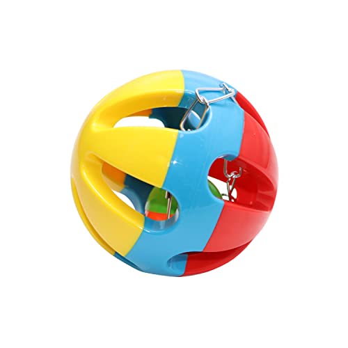 Wontee Bird Hanging Ball with Bell Colorful Chewing Treat Toy for Parrot Parakeet Cockatiel Conure Lovebird Dog Puppy Cat (1 PCS-Random) - size: 1 PCS-Random