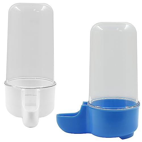 Uenhoy 4 Pcs Plastic Bird Feeder, 200ml/6.76 fl oz, For Parrots, Cockatiels, Budgies, Mice, Hamsters | Gravity Flow Auto Refill, Non-Toxic Plastic Safe, Holds 4-5 Days Supply, Narrow Mouth Fits Cage, For Parrot Budgie Lovebird - size: 200ml, 4pcs