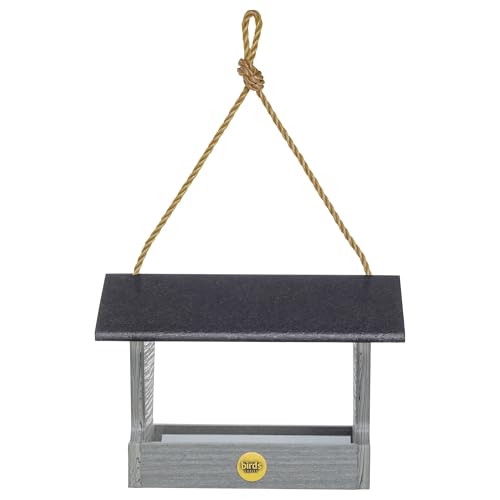Birds Choice Modern Farmhouse Medium Hopper Bird Feeder | Driftwood | Includes Nylon Hanging Rope, 3lb Seed Capacity, Made in USA, Rustic Recycled Materials - color: Driftwood