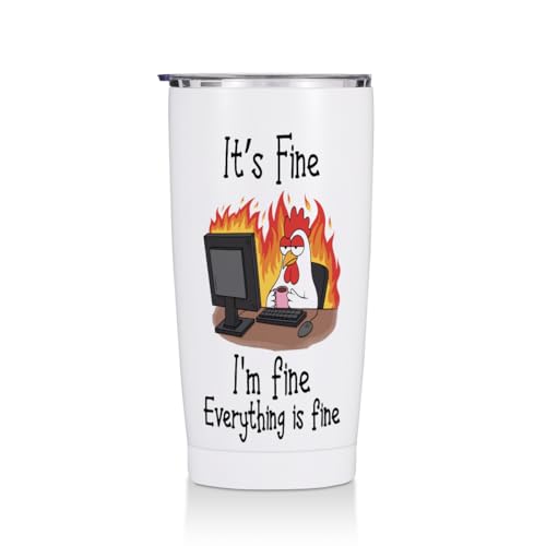 Birthday Gifts for Women 20 oz Tumbler, Gag Gifts Stainless Steel Insulated | Funny Chicken Themed Insulated Travel Coffee Mugs Water Bottle, Funny Gifts for Coworkers Boss Women Men (White) - color: Multi 1458