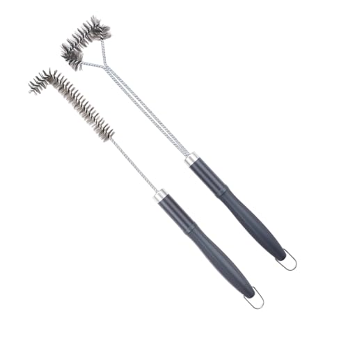 SUNRISE Fryer Brush with Long Handle (Stainless Steel with Plastic Handle, L and Single Brush) - color: Stainless Steel With Plastic Handle, size: L and Single Brush