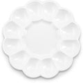 Kook Ceramic Deviled Egg Tray & Platter, Easter Egg Holder, 10-Inch Plate, Holds 12 Halves, Dishwasher, Microwave, Freezer & Oven Safe, White