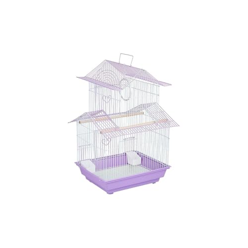 HomeStock Rustic Retreat Bird Cage with Natural Wood Accents, Durable Metal Construction, Spacious Interior, and Comfortable Features for Birds' Pink - color: Pink