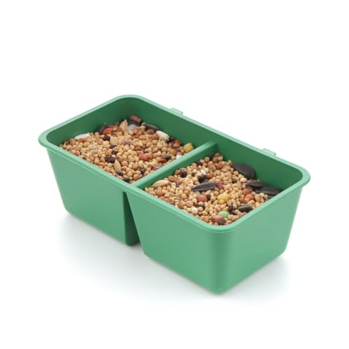 12 Pack Bird Plastic Feeder 2-in-1 Double Trough Bird Seed Food Feeding Dish for BIrd Cage Poultry Pigeon Parrot Parakeet Budgie