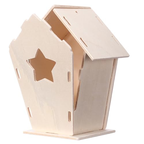 Outus 12 Pcs 5 × 7 Inch DIY Wooden Birdhouse Kit for Kids, Art Painting Bird House Craft Kit Unfinished Bird House Craft for Easter, Kids with Butterfly Sticker Gift 4 Shapes Summer Arts (Vintage) - style: Vintage
